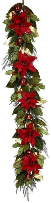 Glittered Poinsettia Garland - 72 Inches (Copy)
