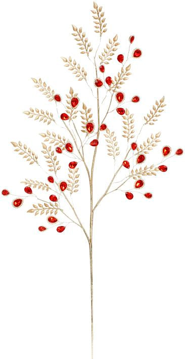 Leaf Ruby Teardrop Spray - 32 Inches, set of 12