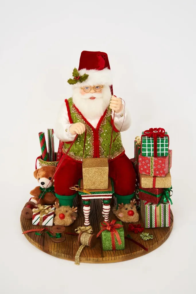 Santa Wrapping Presents Scene