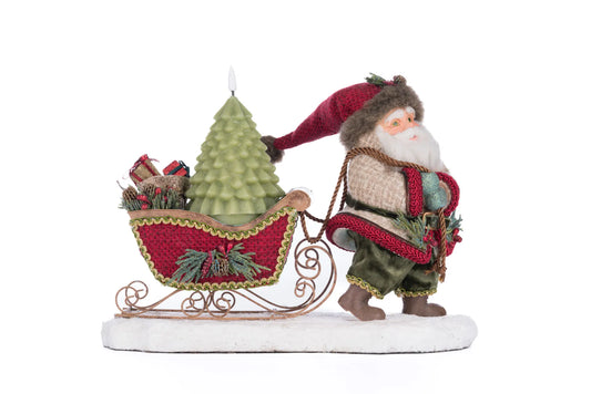 North Country Santa Pulling Sleigh Candle Holder