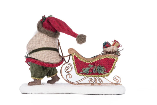 North Country Santa Pulling Sleigh Candle Holder