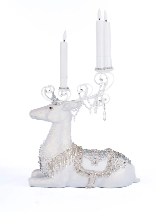 Crystal Christmas Sitting Deer Candle Holder