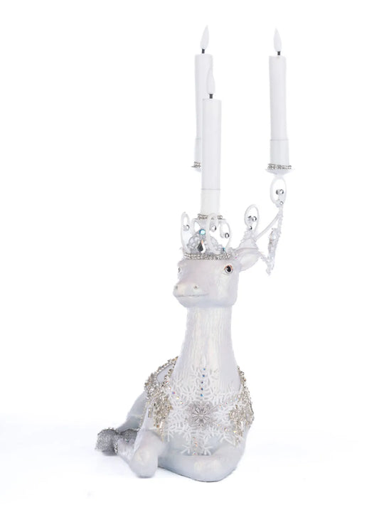 Crystal Christmas Sitting Deer Candle Holder