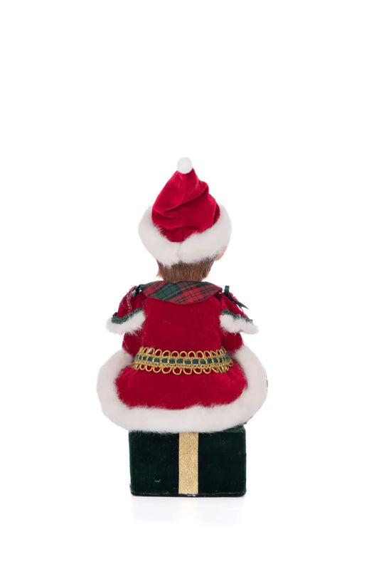 Sitting Elf With Giftbox Stocking Holder