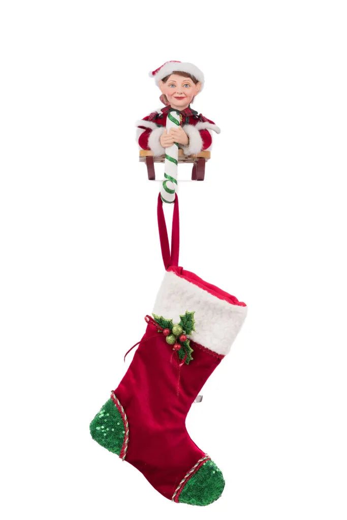 Laying Elf with Giftbox Stocking Holder