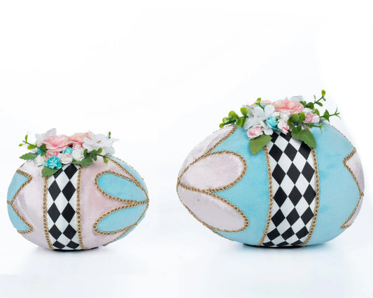 Hearts and Wonderland Fabric Covered Eggs Set of 2