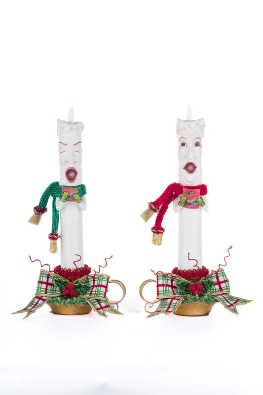 Village Of Holly Woods Caroling Candles Assortment of 2