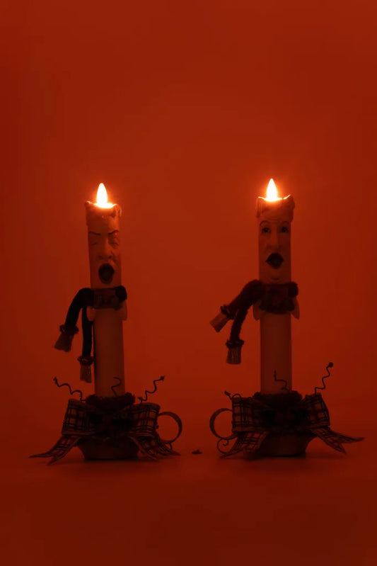 Village Of Holly Woods Caroling Candles Assortment of 2