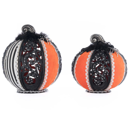 Macabre Pumpkins with Tea Lights Set of 2