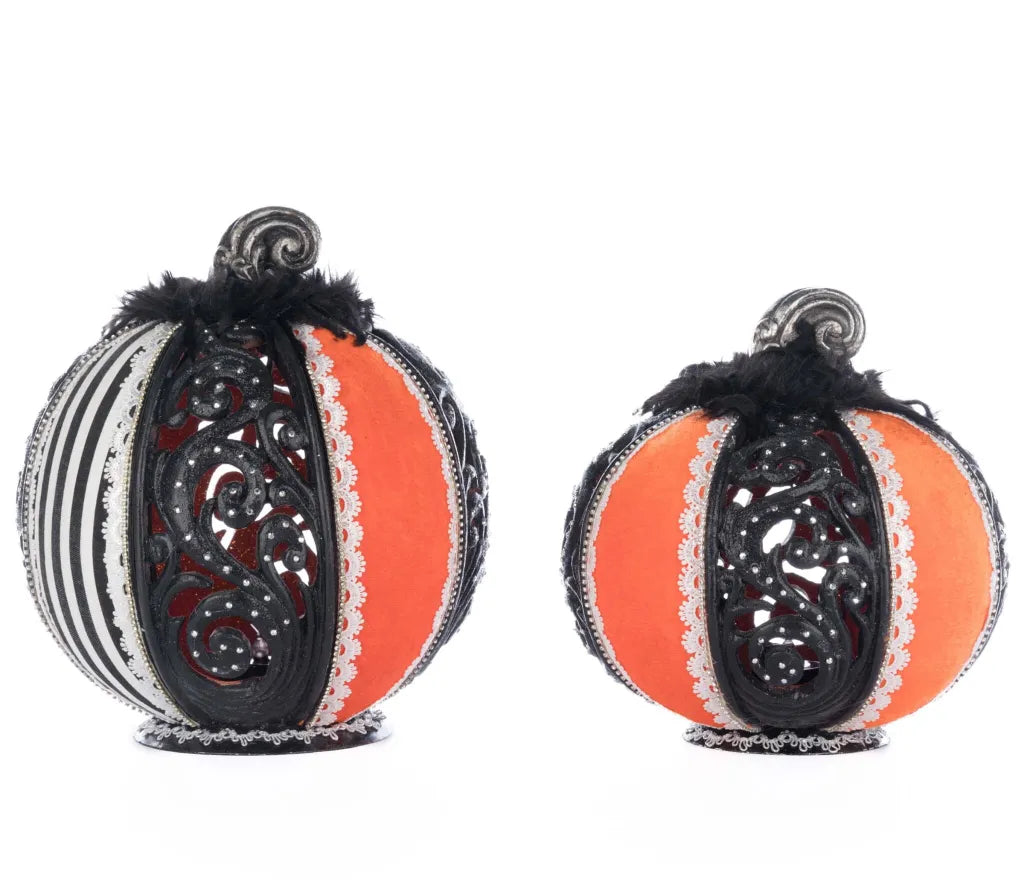 Macabre Pumpkins with Tea Lights Set of 2