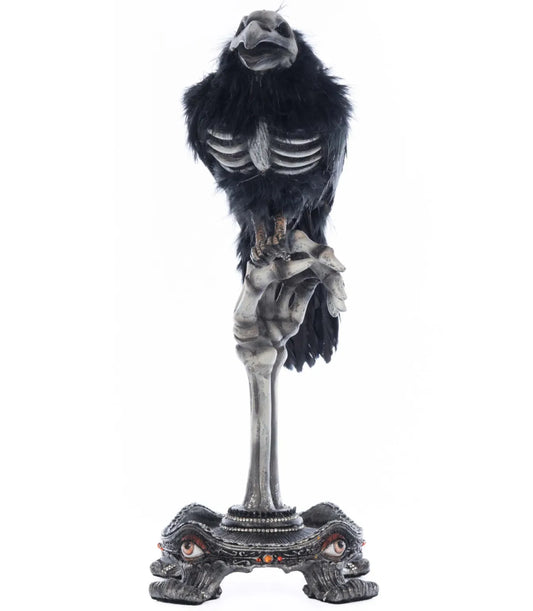 Crow on Skeleton Hand Perch