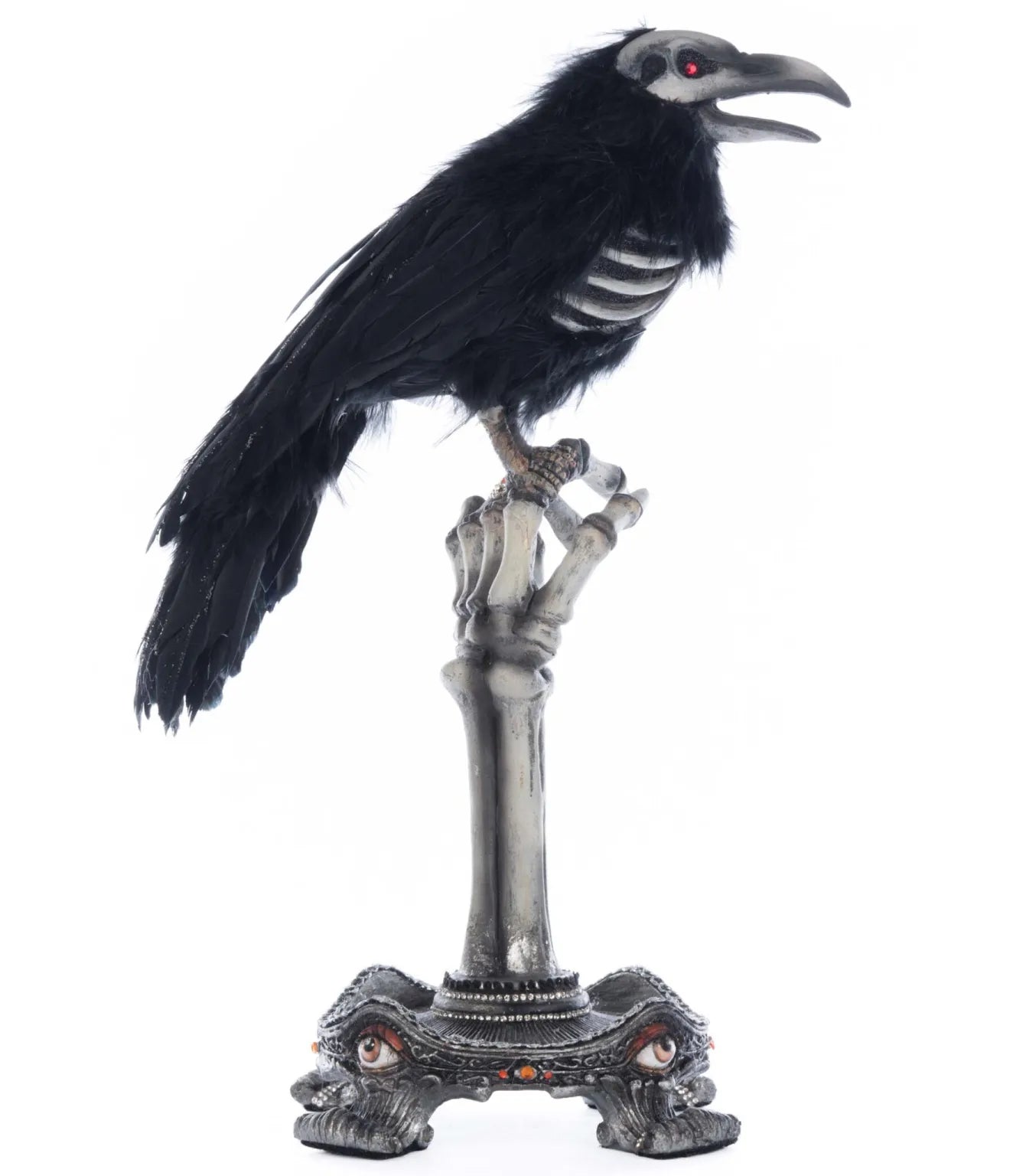 Crow on Skeleton Hand Perch