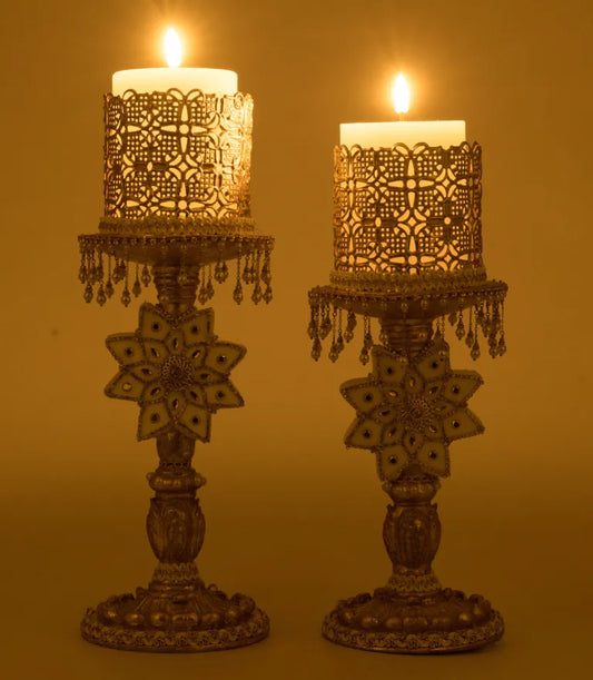 Bells of Brilliance Gold Candle Sticks Set of 2