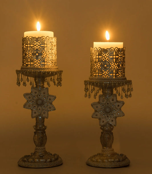 Bells of Brilliance Silver Candle Sticks Set of 2