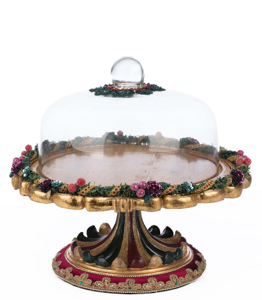 Winter Balsam and Berry Decorative Cloche Serving Piece