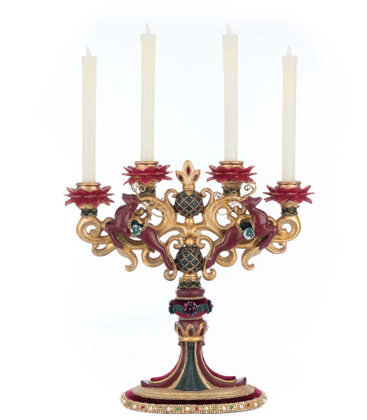 Winter Balsam and Berry Candelabra with Deer