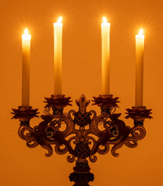 Winter Balsam and Berry Candelabra with Deer