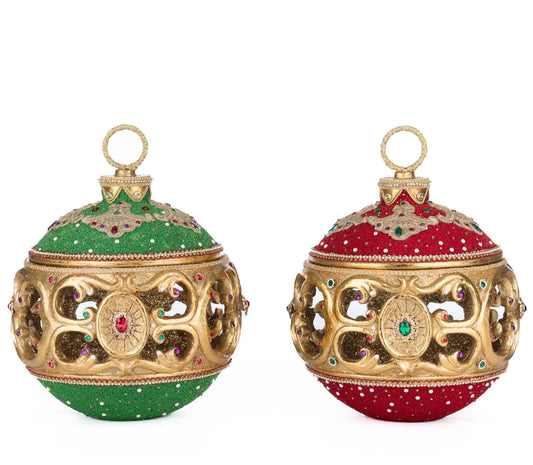 Christmas Ball Tabletop Ornament with Tea Light 2/A