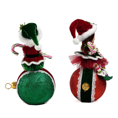Merry Elves on Ornament set of 2