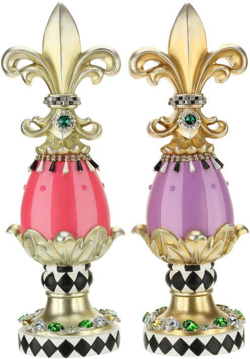 14.5" Jeweled Harlequin Finial Set