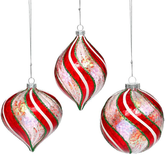 Peppermint Swirl Ornament, Set of 6 - 4-5 Inches