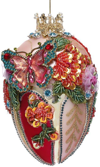 Faberge Jewel Egg Ornament, Pink- 7 Inches