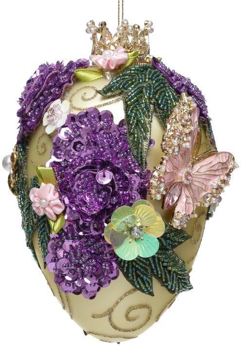 Faberge Jewel Egg Ornament, Yellow - 7 Inches