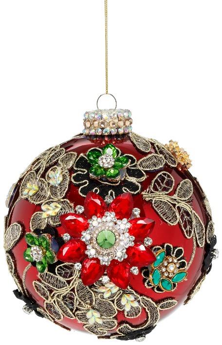 Kings Jewel Ball Ornament, Red - 5 Inches