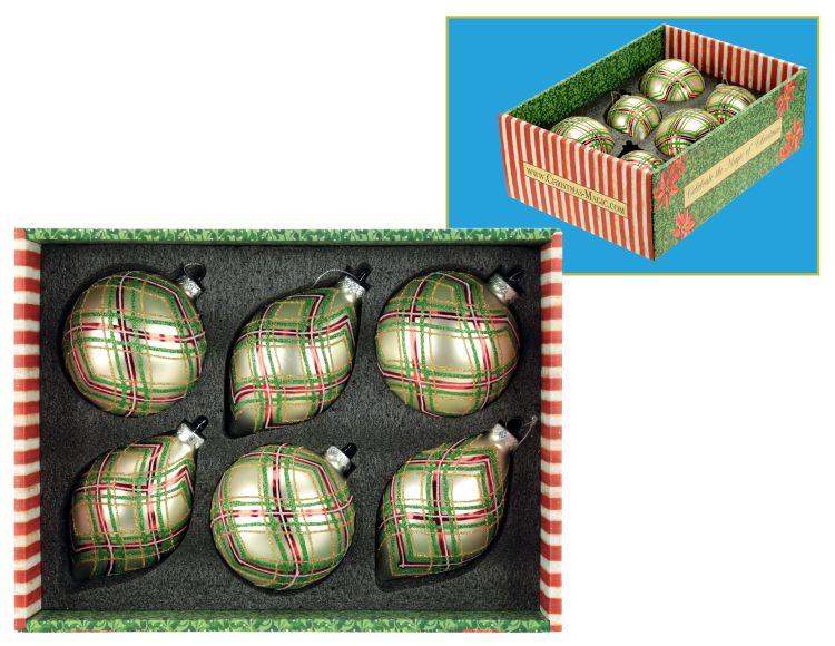 Christmas Plaid Ornament, Box of 12 – 4-5 Inches