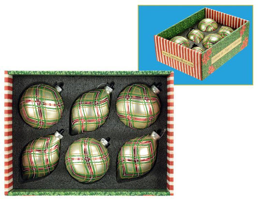 Christmas Plaid Ornament, Box of 12 – 4-5 Inches
