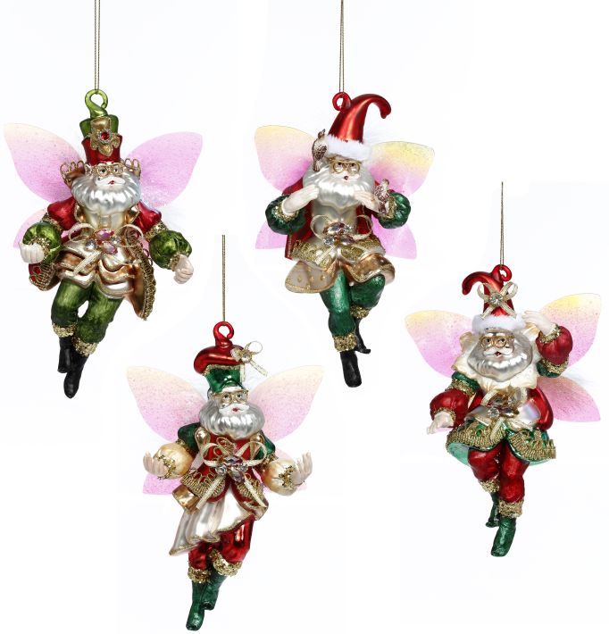 Fairy Santa Ornament 7-8" (Set of 4) in Gift Boxes