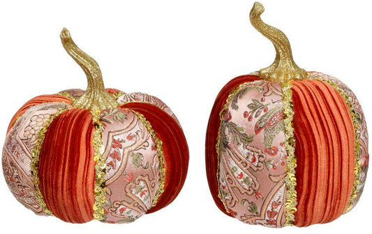Floral Orange Pumpkin - 7-9 Inches(Set of 2)