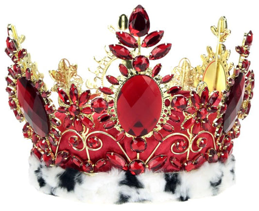 Jeweled Queen Crown, Red - 7.5 Inches