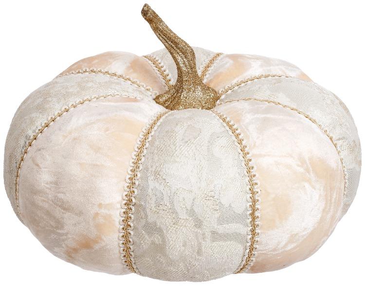 White Blush Lace Pumpkin-11.5 x 8.5 Inches (Set of 2)