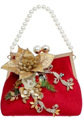 Red Bag, With Gold Chain Ornament 9 X 8''