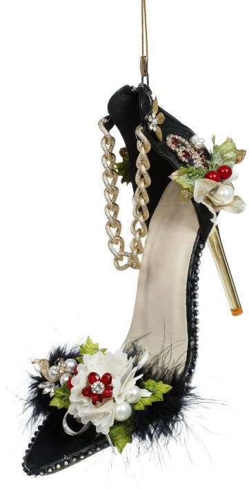 Black Shoe, With Gold Chain Ornament 9''
