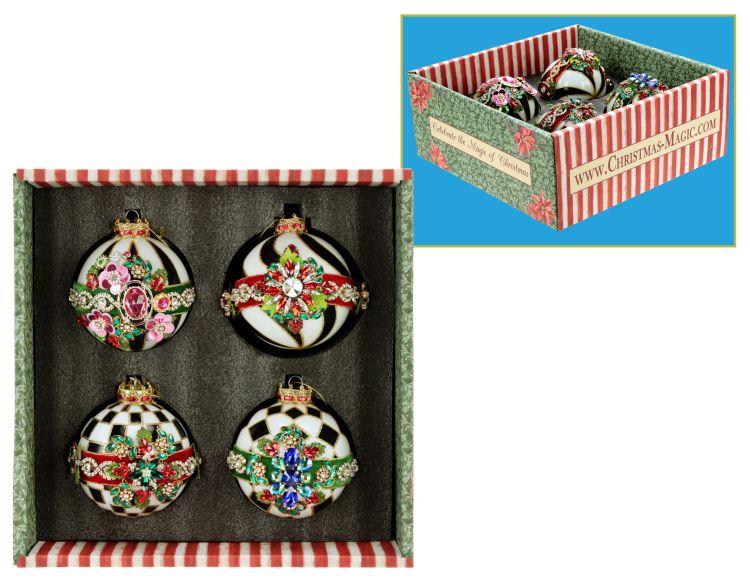 Timeless Jeweled Ornament, Box of 8 - 4 Inches