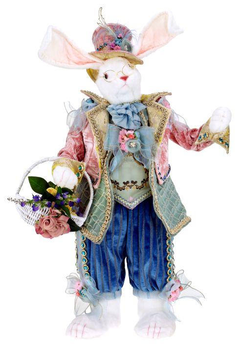 Rabbit with Basket and Floral - 33.5 Inches