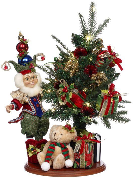 Decorating Tree Elf Scene with Lights, Small - 10 x 20 Inches