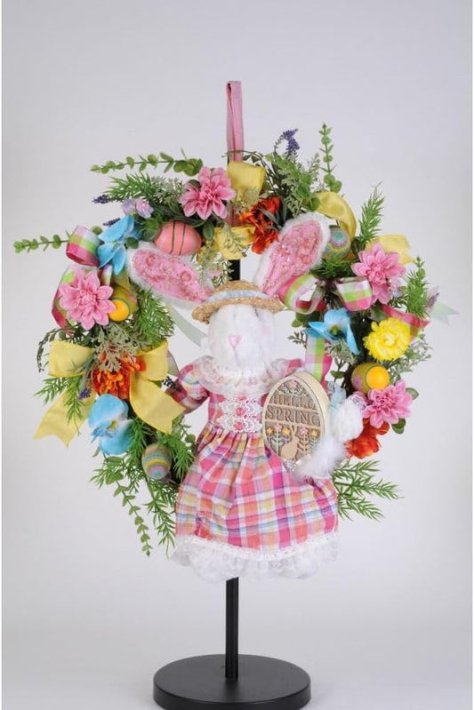 Lighted Hello Spring Wreath 23 Inches