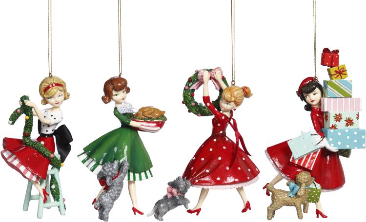 Dinner Girl Orn 6'' (Set of 4)