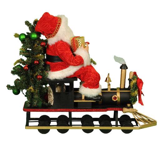 Lighted Merry Christmas Train Santa