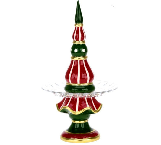 Christmas Tree Glass Plate - 9.5 x 17 Inches