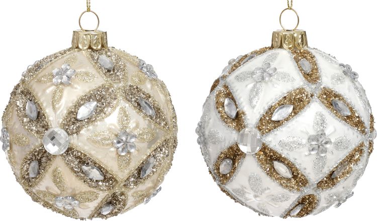 Floral Ball Ornament 3'', (Set of 6)