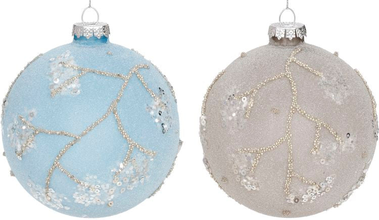 Silver Cherry Blossom Ornament 4'', (Set of 6)
