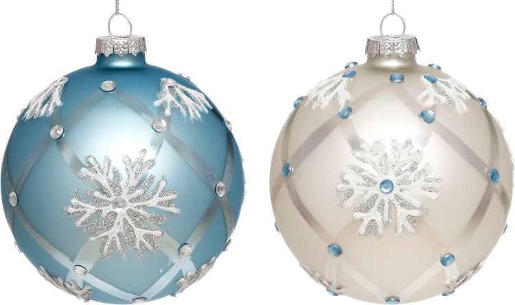 Snowflakes Ball Ornament 4'', (Set of 6)
