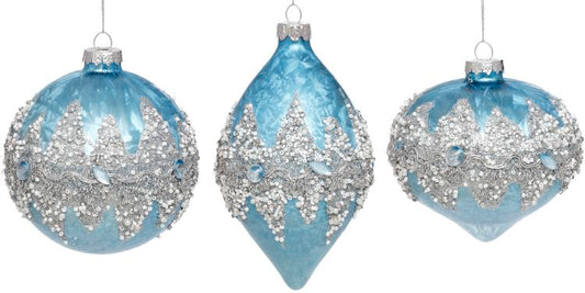 Glamorous Ornament 4-5.5'' Blue, (Set of 6)