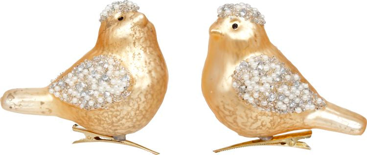 Bird W/Clip 3.5 X 3'' Gold, (Set of 6)