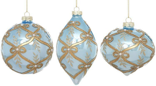 Ribboned Ornament, Box of 12- 4-5 Inches