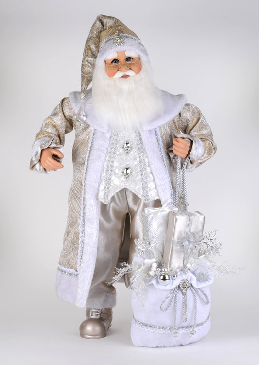 Lighted White Elegance Santa